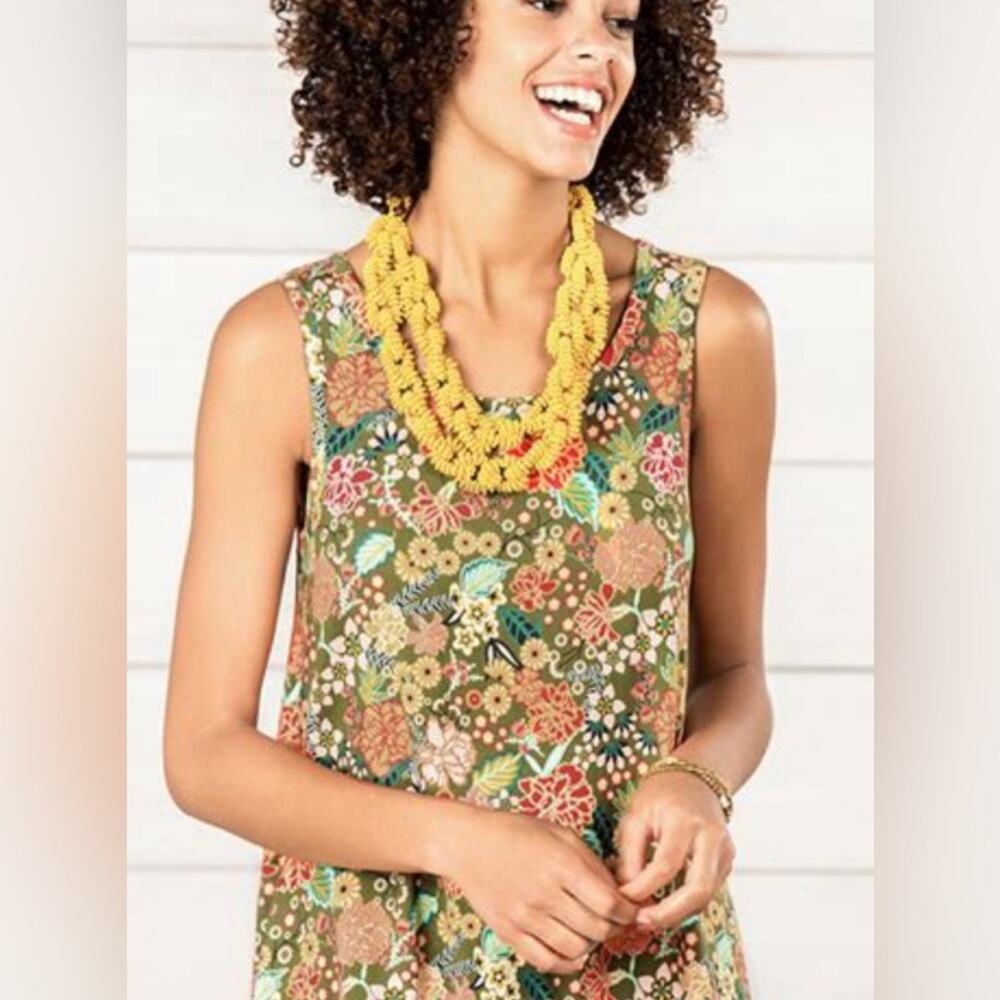 MATILDA JANE Women’s Sleeveless Layered Casual Floral Green Tank Flowy Sz Small